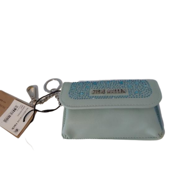 Steve Madden PVC Stone Keychain Wallet-Mint - Picture 3 of 10